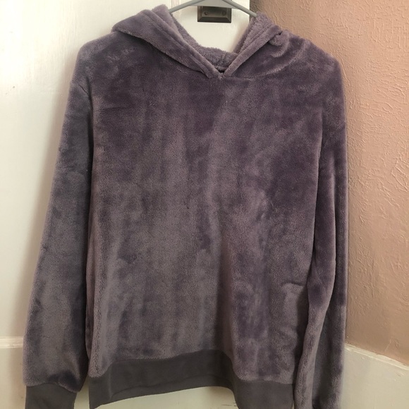 Purple Soft Fuzzy Hoodie Sweatshirt - Picture 1 of 3